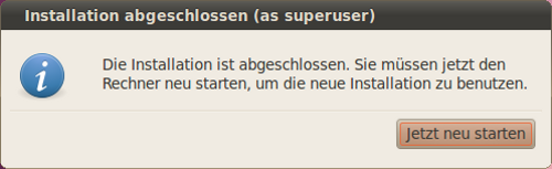 Installation abgeschlossen